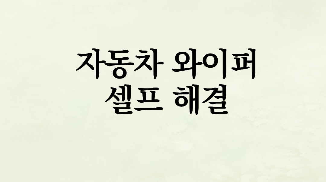 자동차 와이퍼 드르륵 소리, 500원으로 끝내는 셀프 해결 노하우